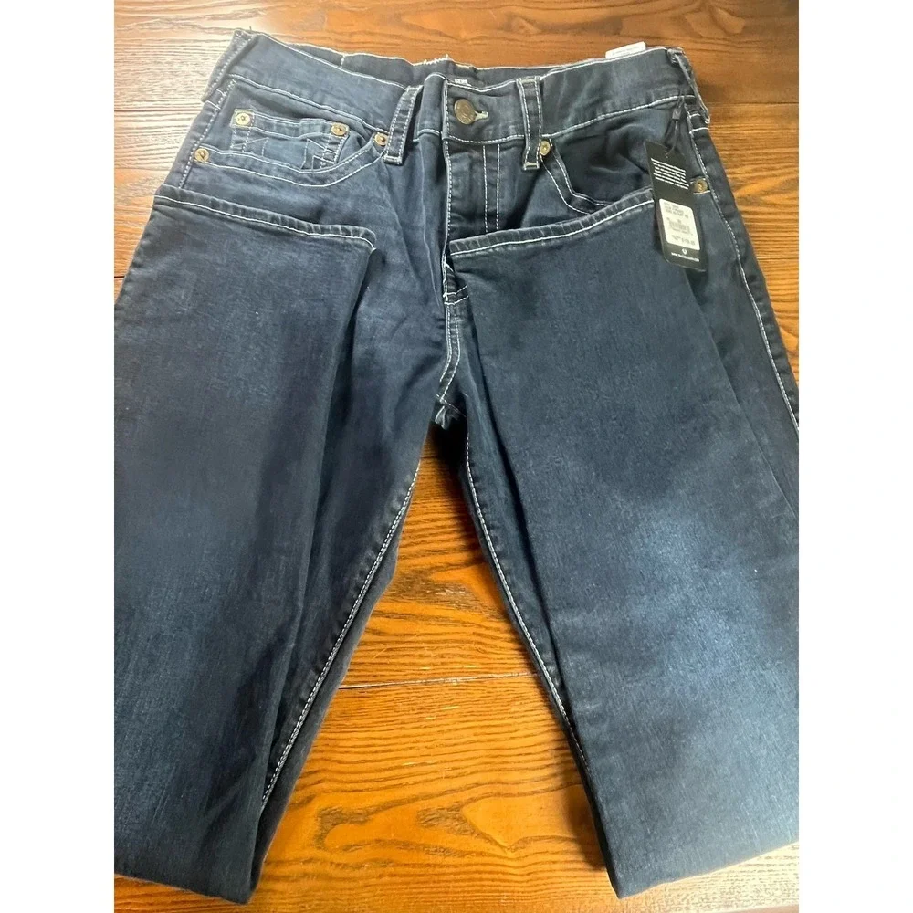 True Religion Geno Relaxed Slim Straight Leg Denim Jeans Men's 33 Blue No Flap